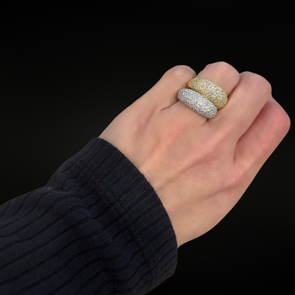 *Now Available in Gold -  ÉCLATINE Luxe Pavé Dome Moissanite Ring | Statement Sparkle