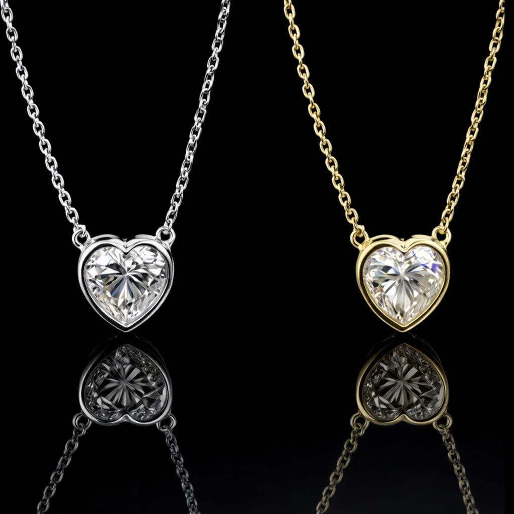 ÉCLATINE Heart Bezel Necklace | 8x8mm (approx. 2ct)