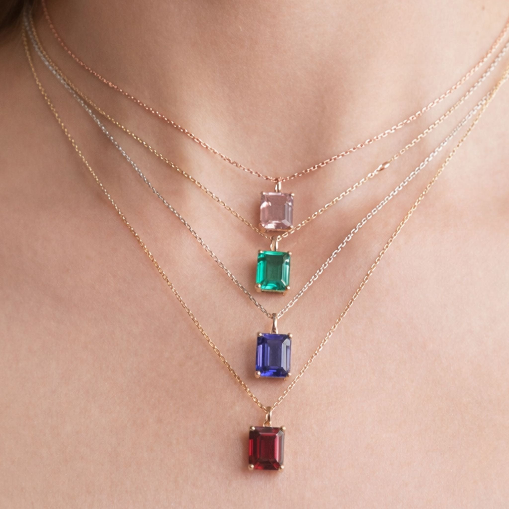 ÉCLATINE Prism Emerald-Cut Color Gem Necklace