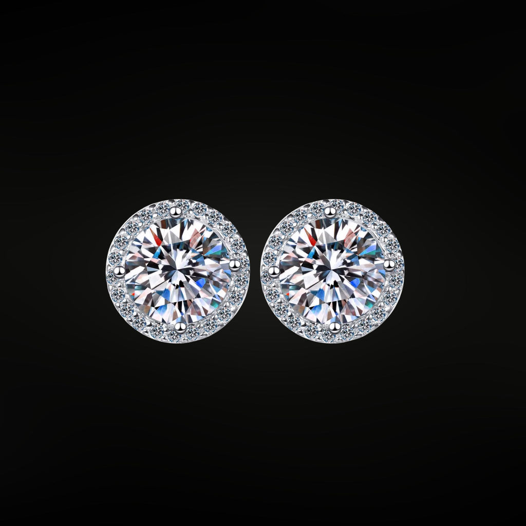 ÉCLATINE 1.0CT Halo Moissanite Stud Earrings