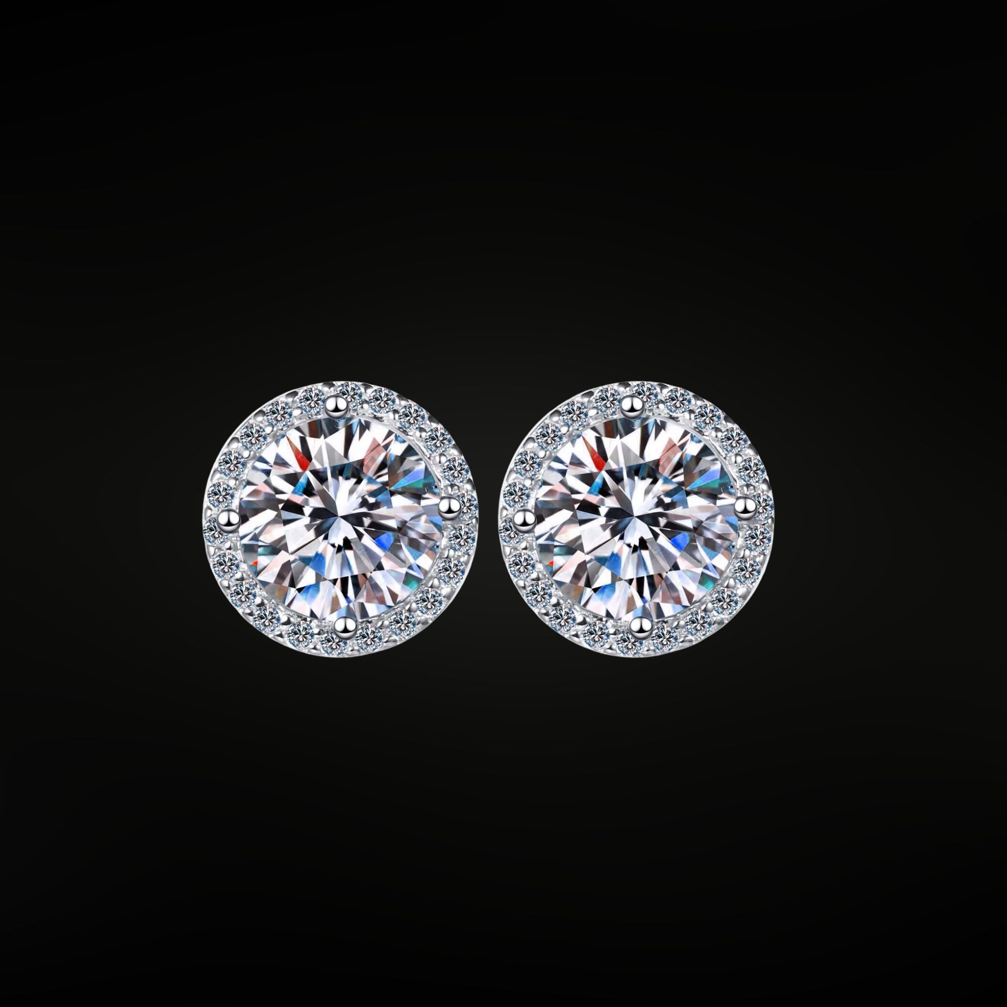 ÉCLATINE 1.0CT Halo Moissanite Stud Earrings