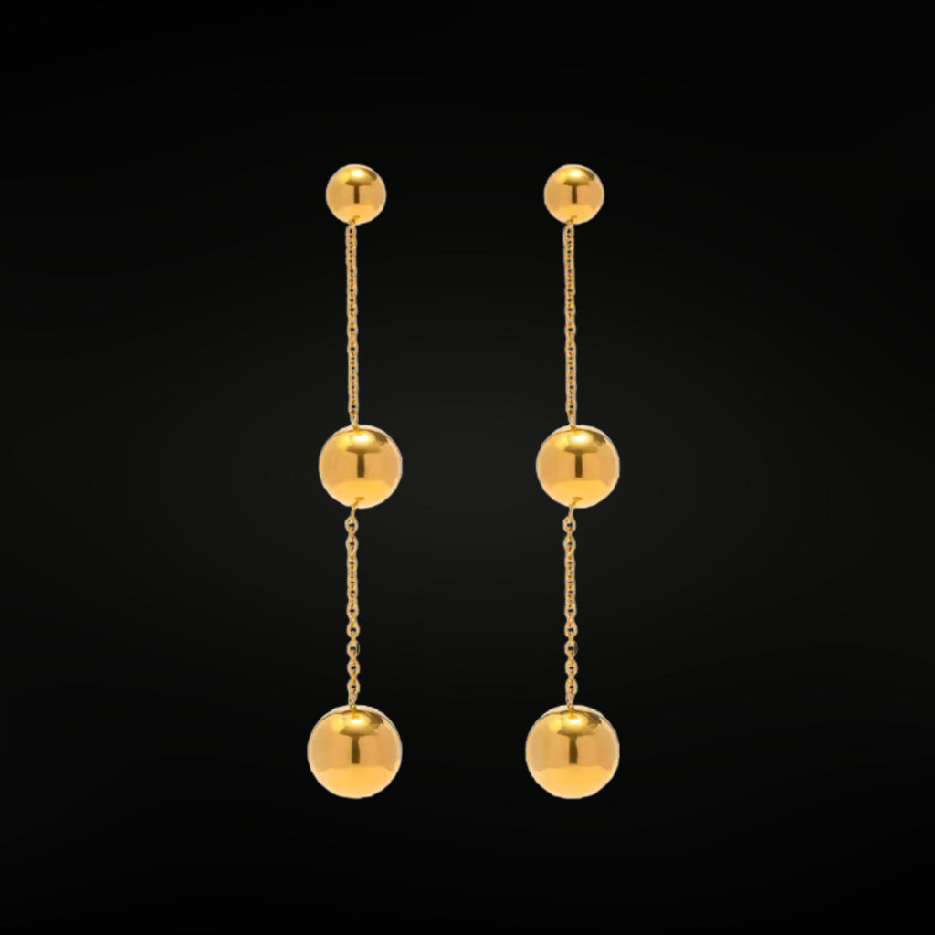 ÉCLATINE Time Square Ball Drop 18K Gold Plated  Earrings (Waterproof · Hypoallergenic)