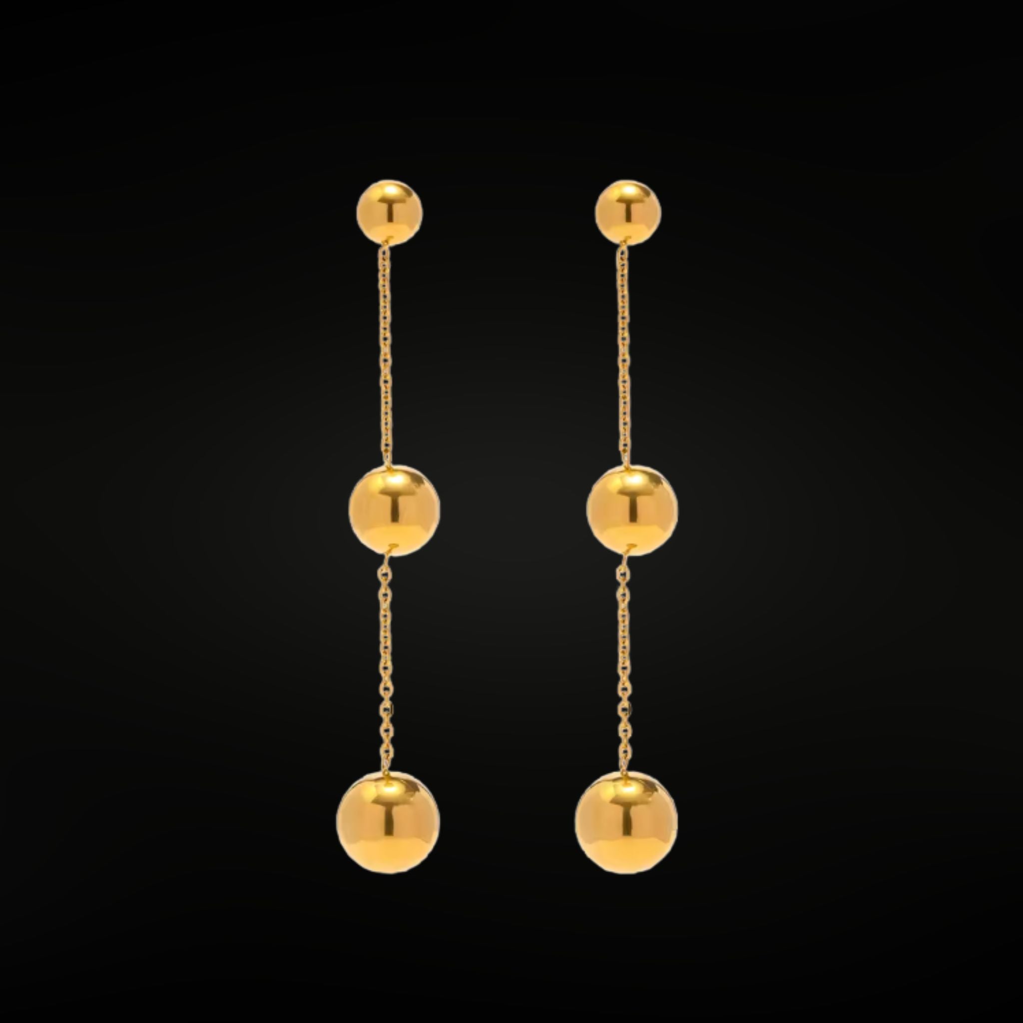ÉCLATINE Time Square Ball Drop 18K Gold Plated  Earrings (Waterproof · Hypoallergenic)