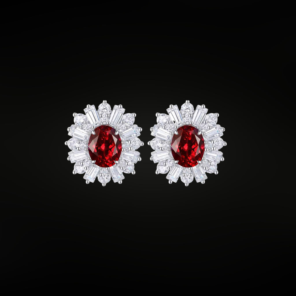 ÉCLATINE Royal Halo Earrings | Lab Sapphire Lab Ruby