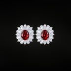 ÉCLATINE Royal Halo Earrings | Lab Sapphire Lab Ruby
