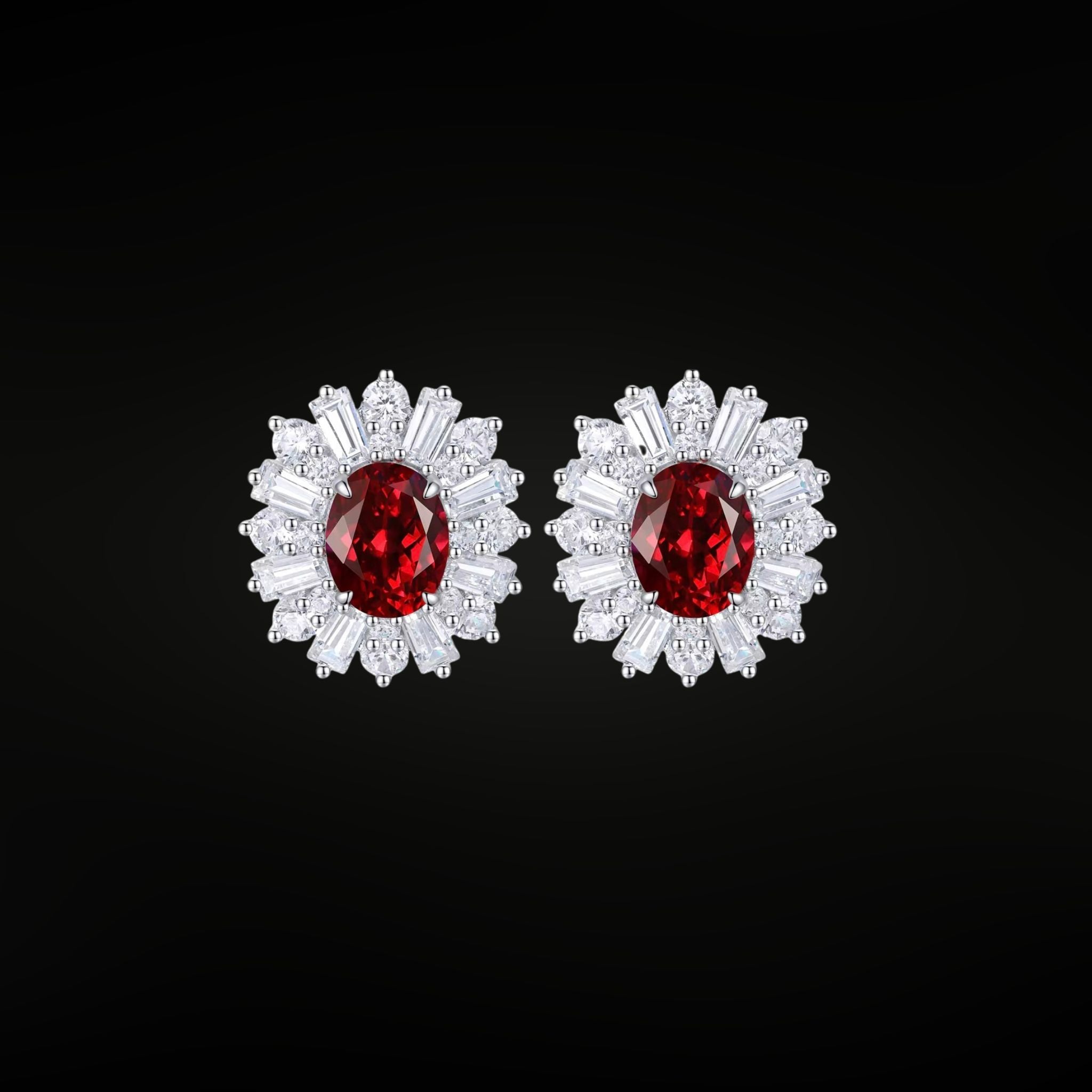 ÉCLATINE Royal Halo Earrings | Lab Sapphire Lab Ruby