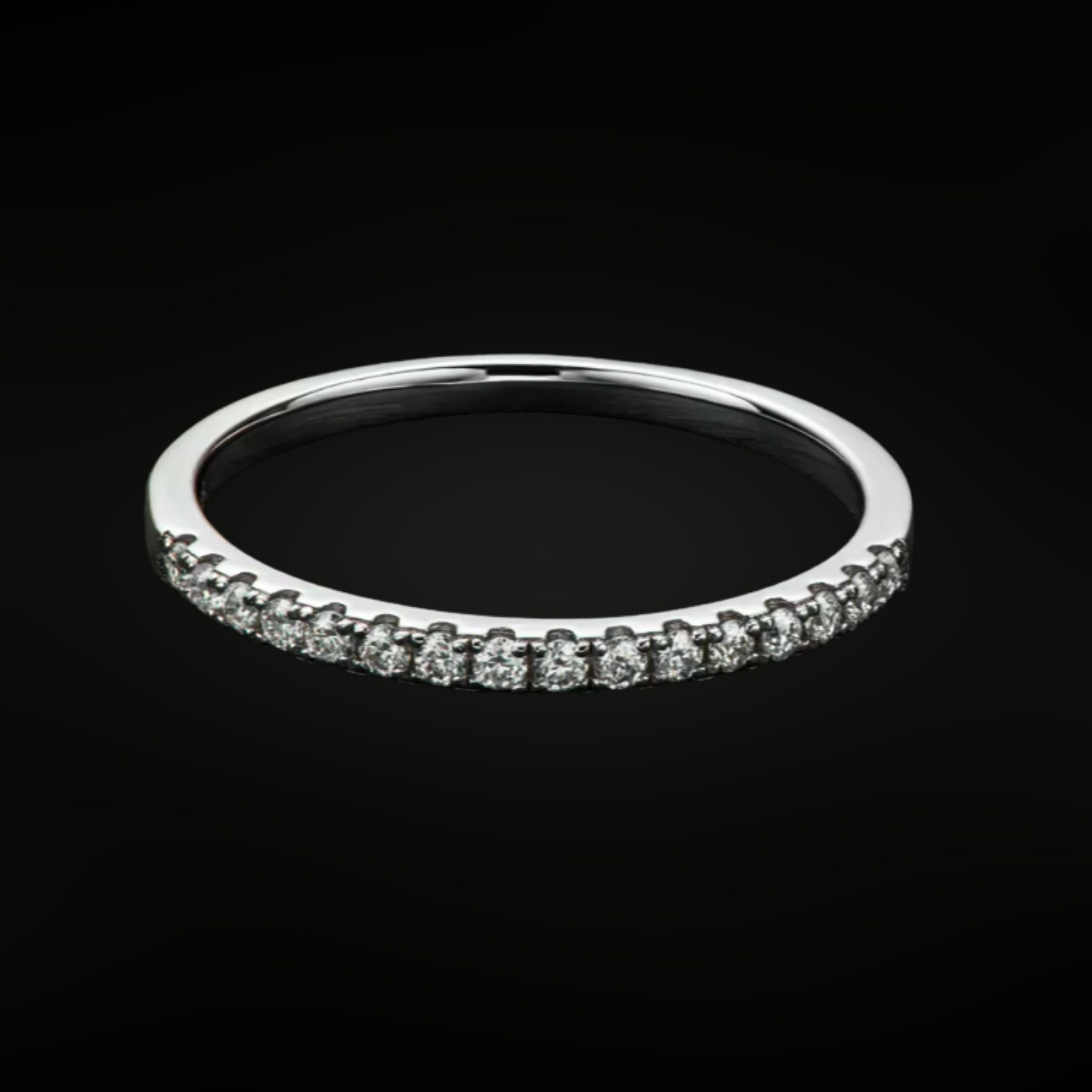 Moissanite pavé wedding band in 925 sterling silver