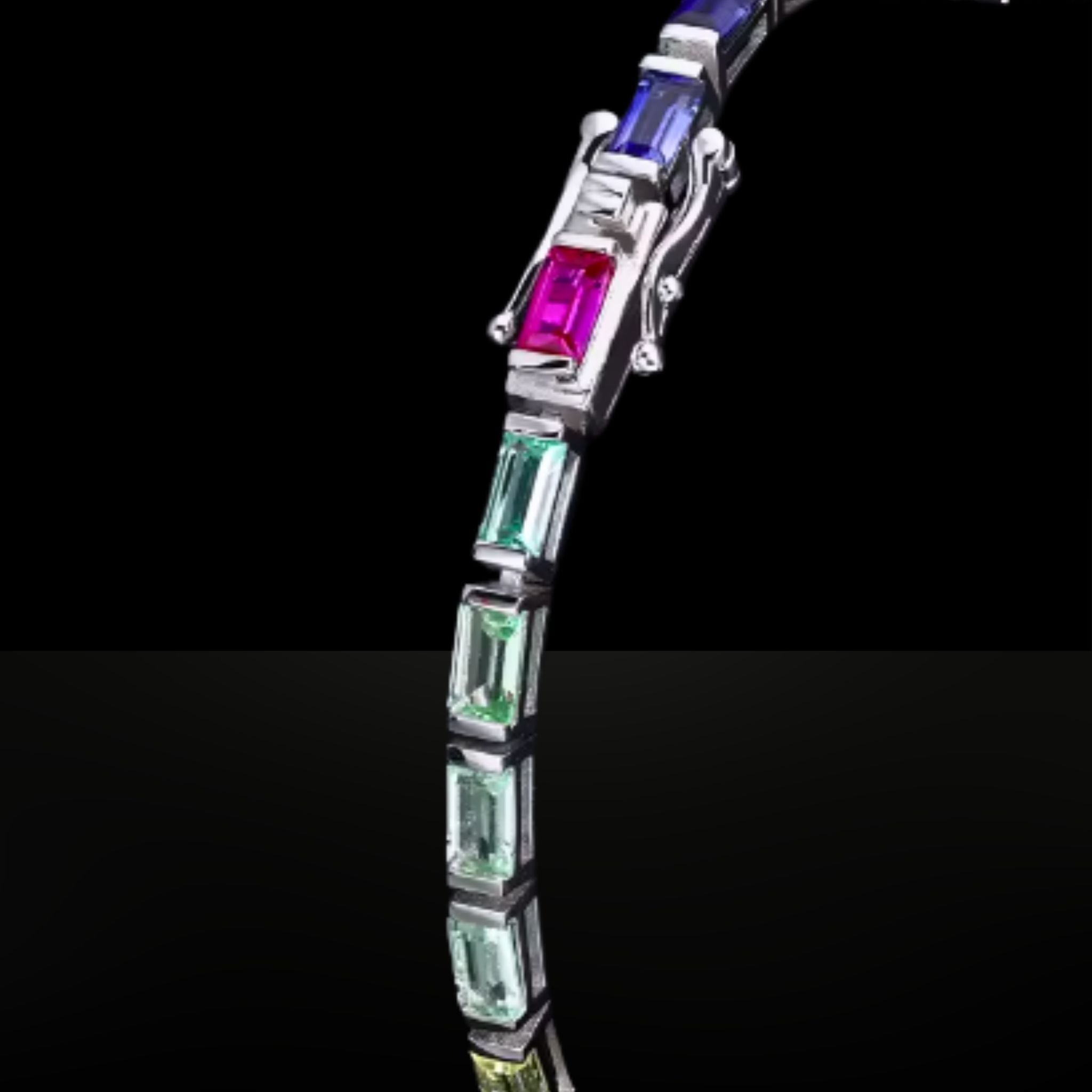ÉCLATINE  Baguette-Cut Rainbow Tennis Bracelet