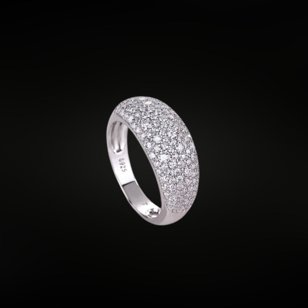 *Now Available in Gold -  ÉCLATINE Luxe Pavé Dome Moissanite Ring | Statement Sparkle