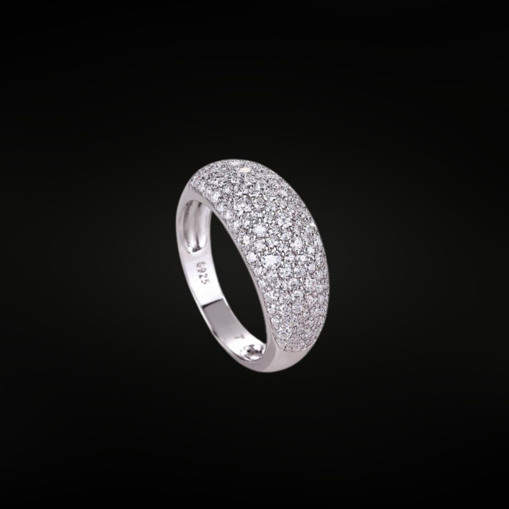 *Now Available in Gold -  ÉCLATINE Luxe Pavé Dome Moissanite Ring | Statement Sparkle