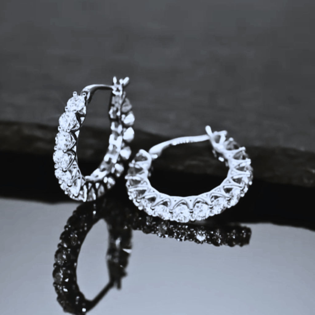 ÉCLATINE 4mm Moissanite Tennis Hoop Earrings – White Gold Plated