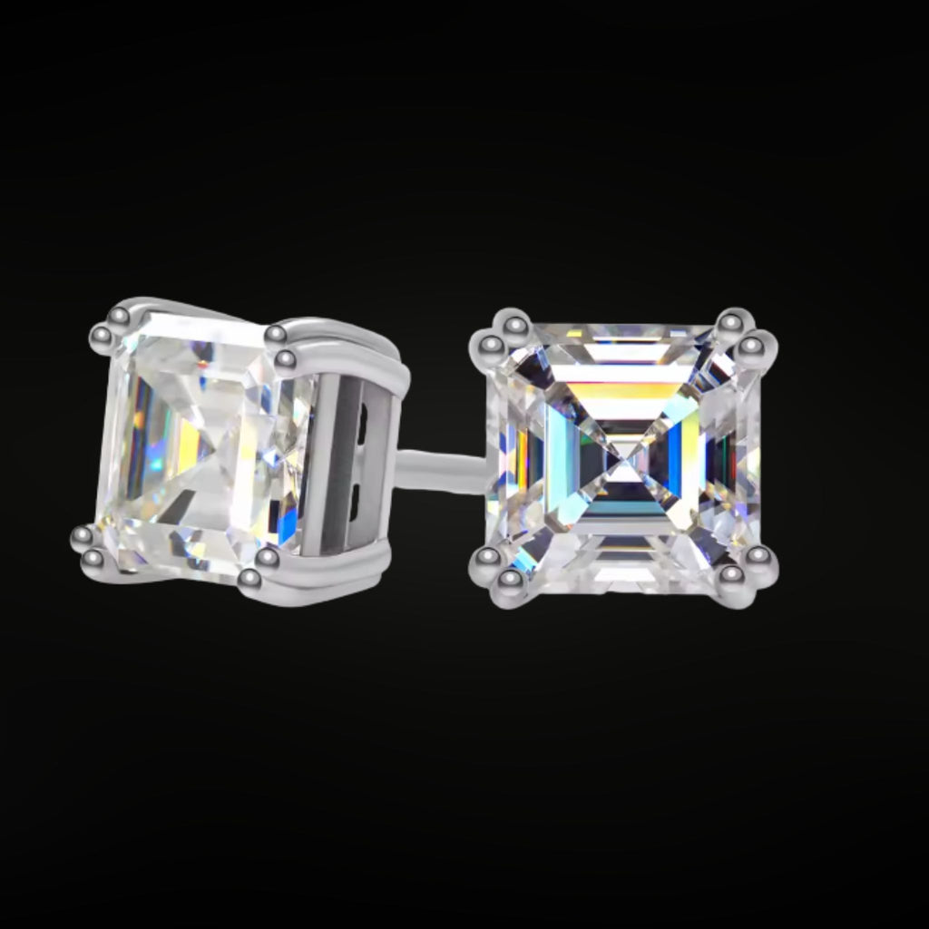 ÉCLATINE Classic Asscher Cut Stud Earrings (approx. 2ct Each)