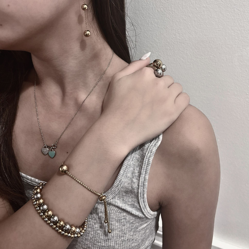 ÉCLATINE Time Square Ball Drop 18K Gold Plated  Earrings (Waterproof · Hypoallergenic)