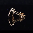 ÉCLATINE | 14K Solid Yellow Gold Classic Bezel Emerald Cut Stud Earrings (5×7mm)