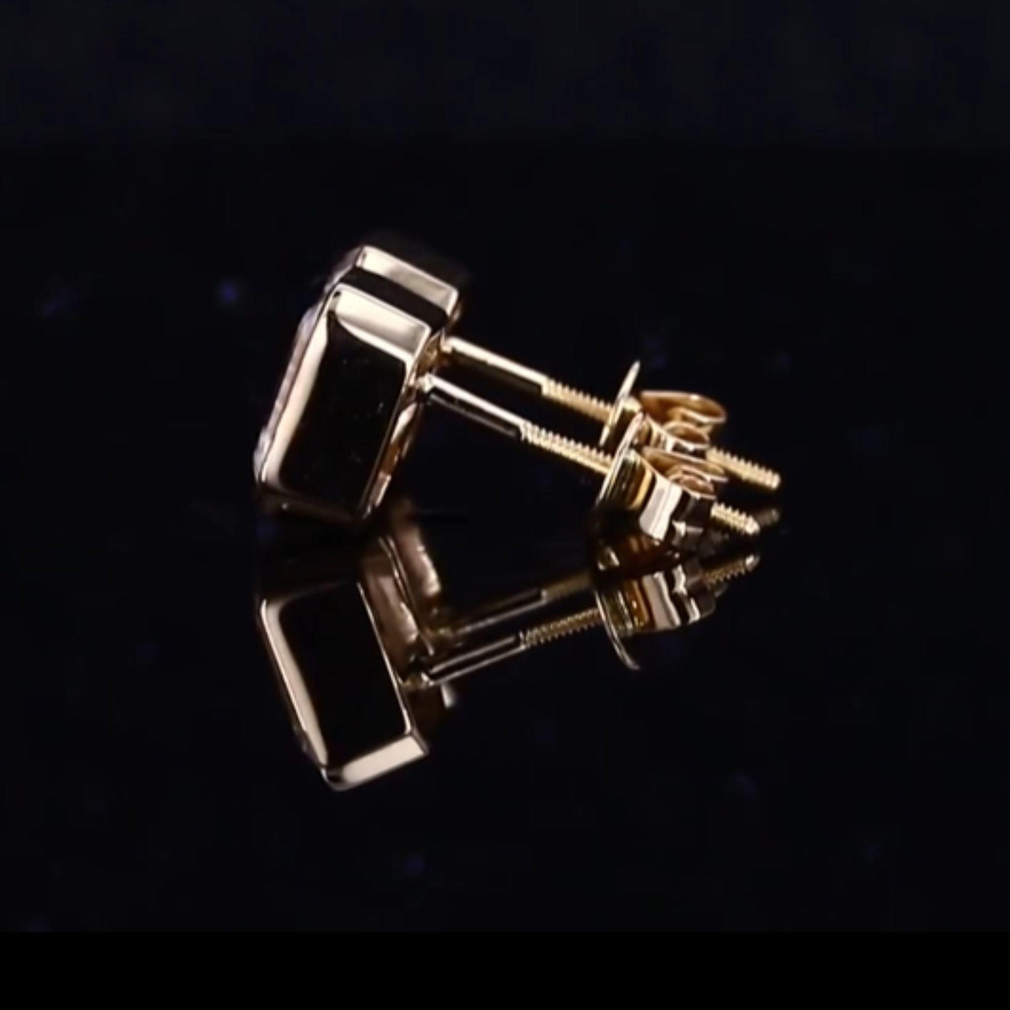 ÉCLATINE | 14K Solid Yellow Gold Classic Bezel Emerald Cut Stud Earrings (5×7mm)