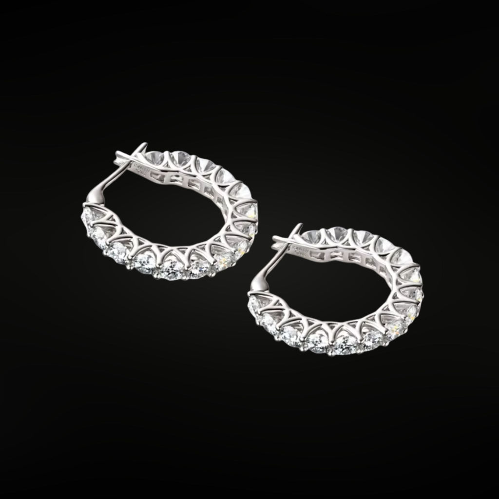 ÉCLATINE 4mm Moissanite Tennis Hoop Earrings – White Gold Plated