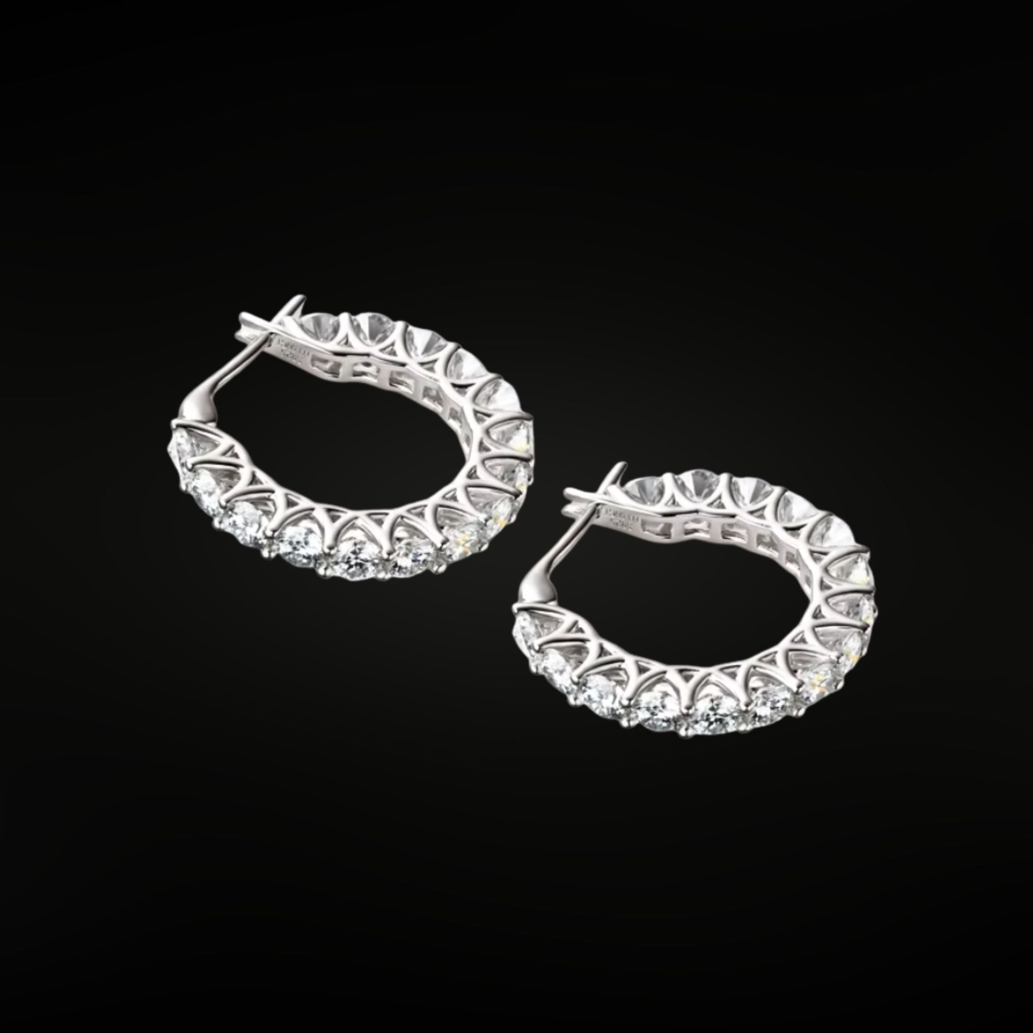 ÉCLATINE 4mm Moissanite Tennis Hoop Earrings – White Gold Plated