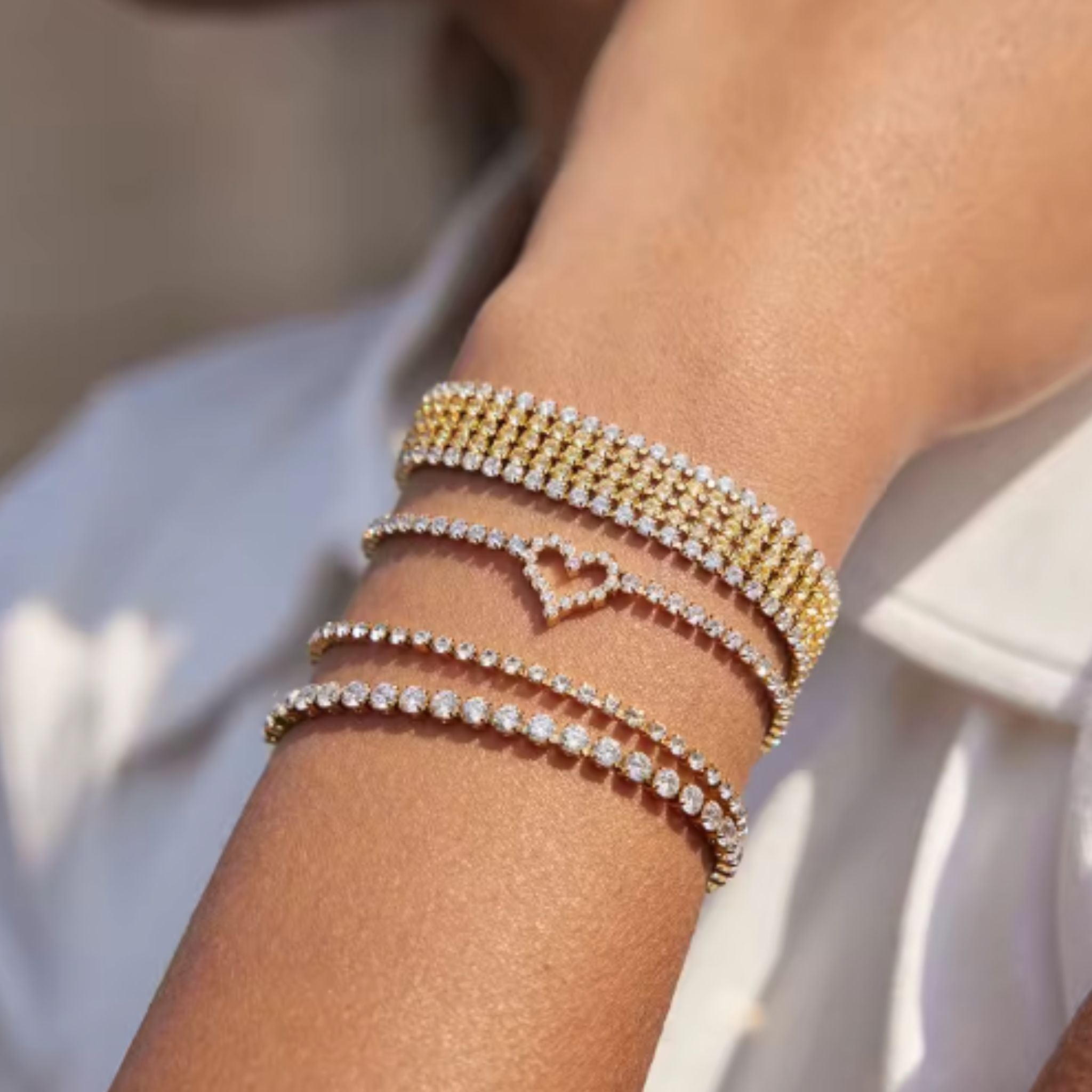 ÉCLATINE Chic Tennis Bracelets | 4-Piece Lightweight Set