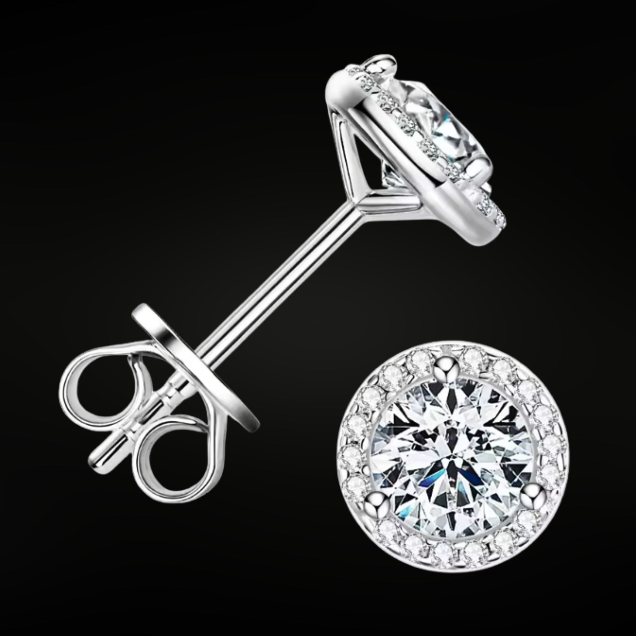 ÉCLATINE 2.0CT Halo Moissanite Stud Earrings