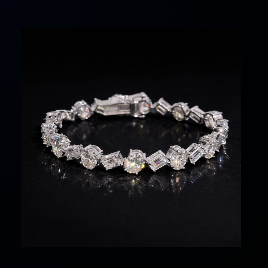 ÉCLATINE Emerald & Oval Cut Tennis Bracelet | Chic Mixed Shapes