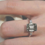 ÉCLATINE Color Gem | Cyan Emerald-Cut Moissanite Ring — 4.0ct (8×10mm)