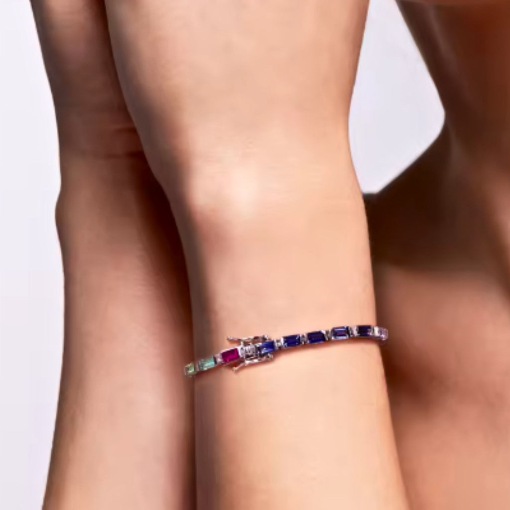 ÉCLATINE  Baguette-Cut Rainbow Tennis Bracelet