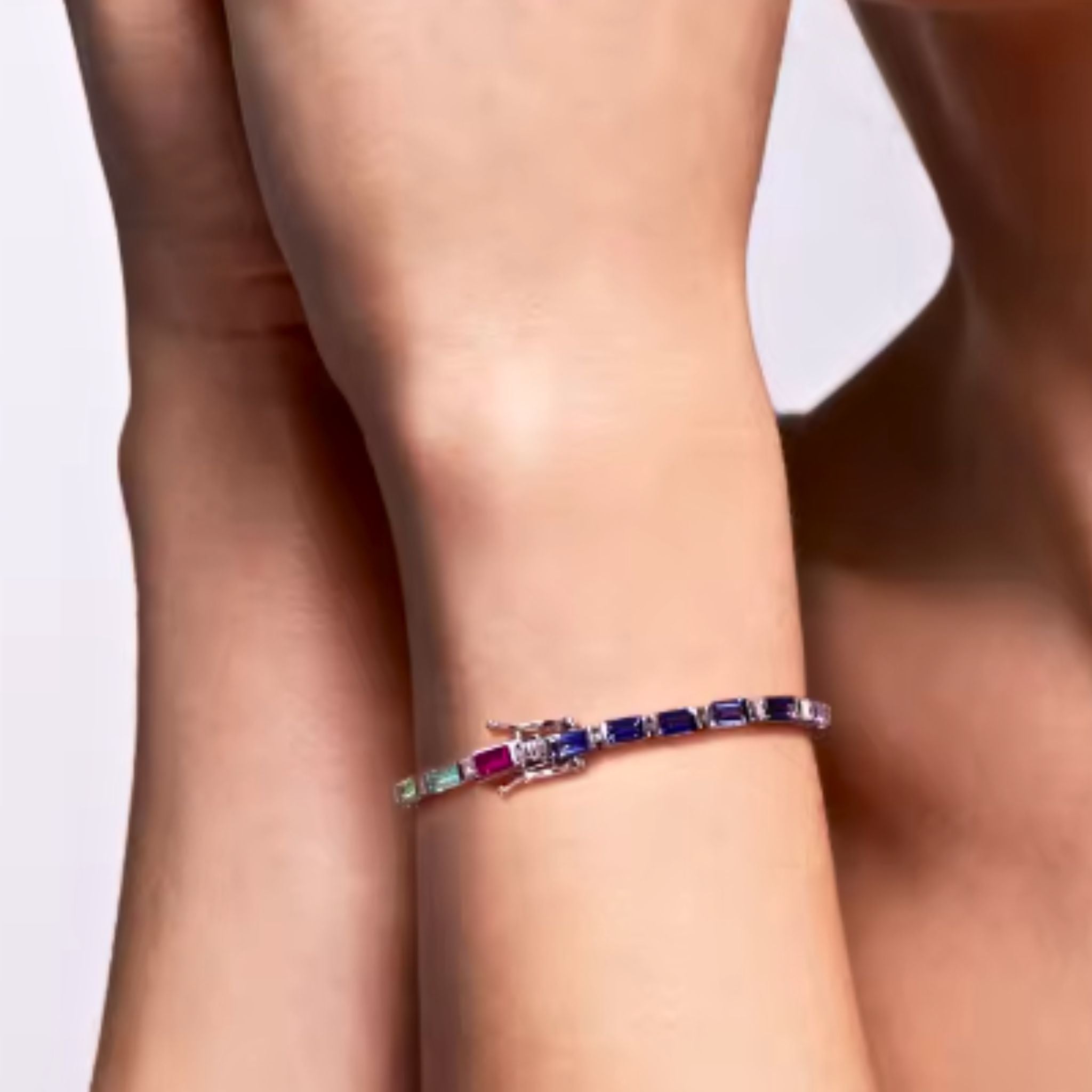 ÉCLATINE  Baguette-Cut Rainbow Tennis Bracelet