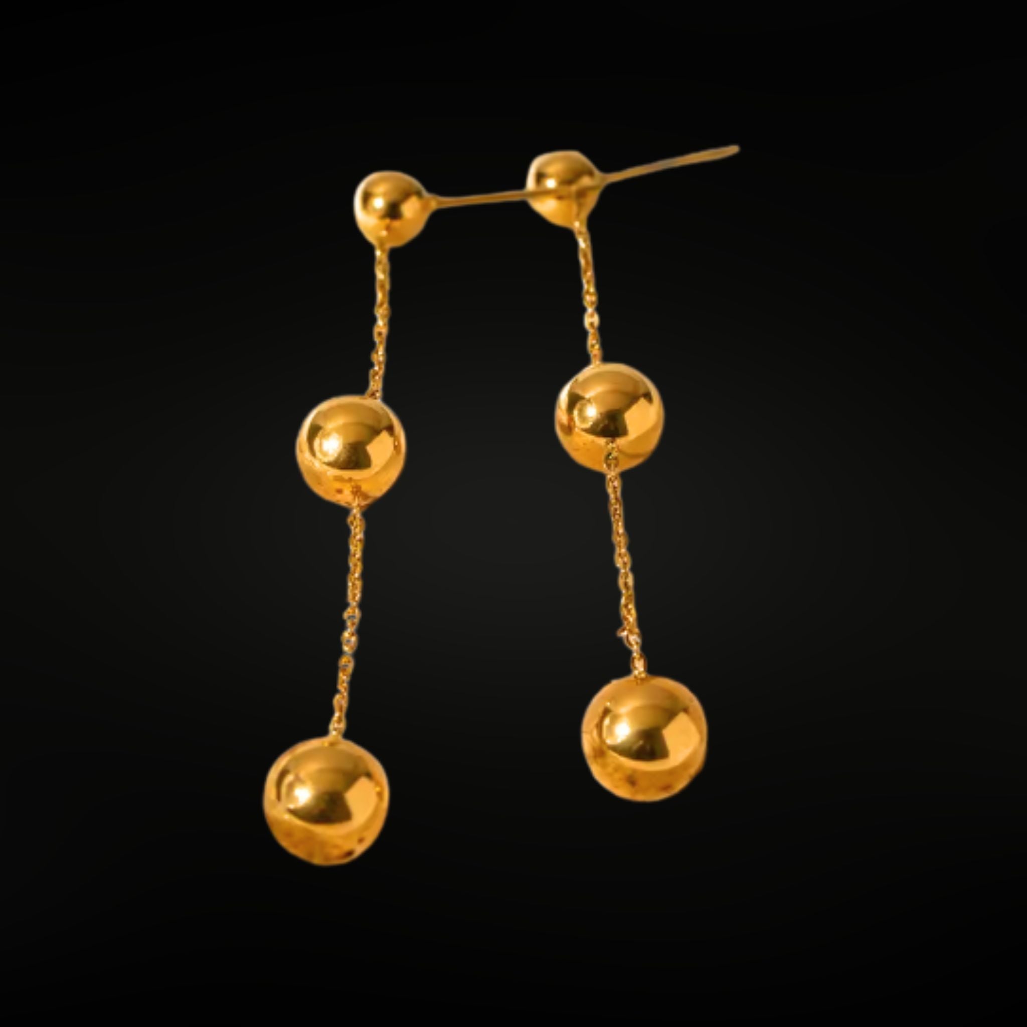 ÉCLATINE Time Square Ball Drop 18K Gold Plated  Earrings (Waterproof · Hypoallergenic)