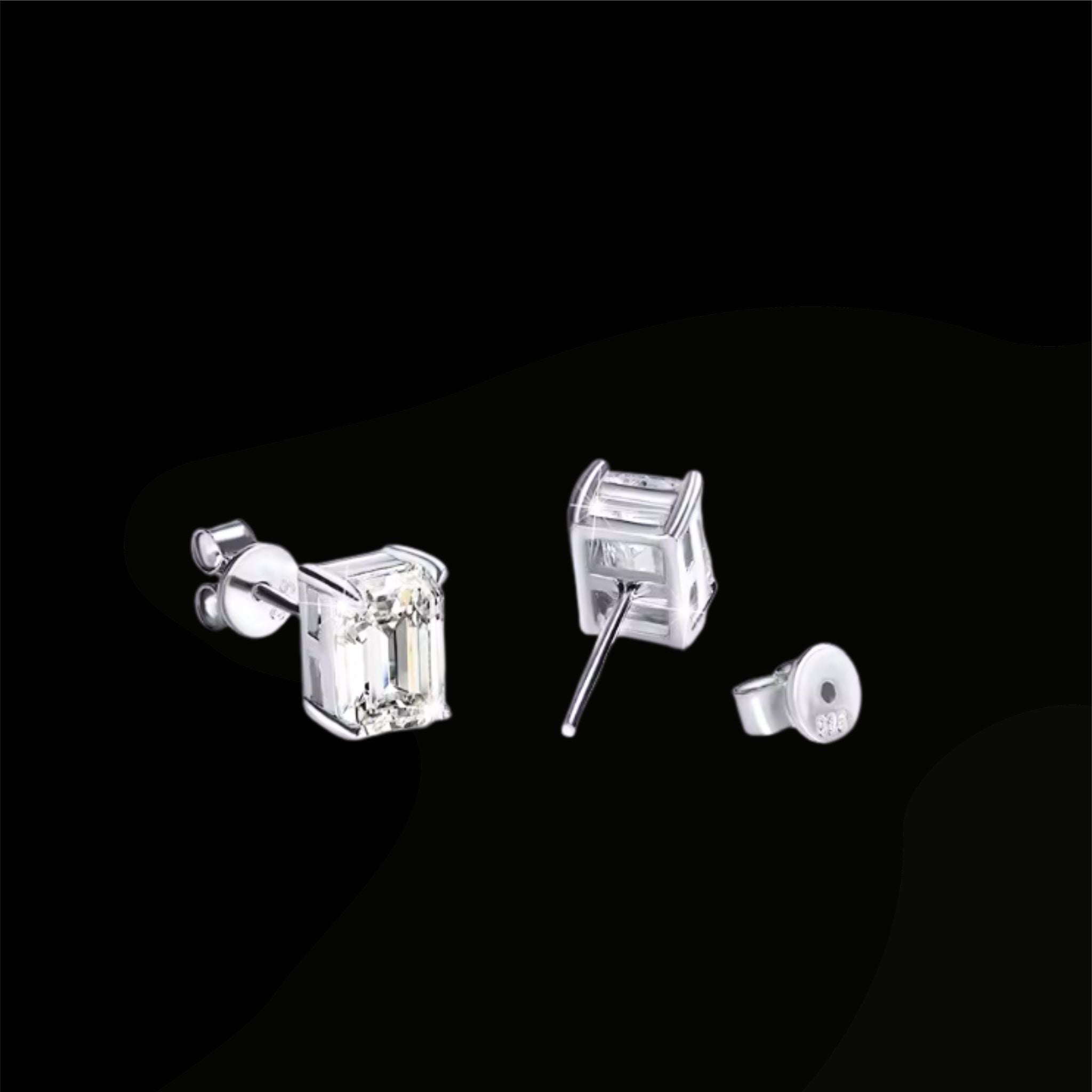ÉCLATINE Classic Emerald Cut | Studs Earrings (5×7mm / 6×8mm)