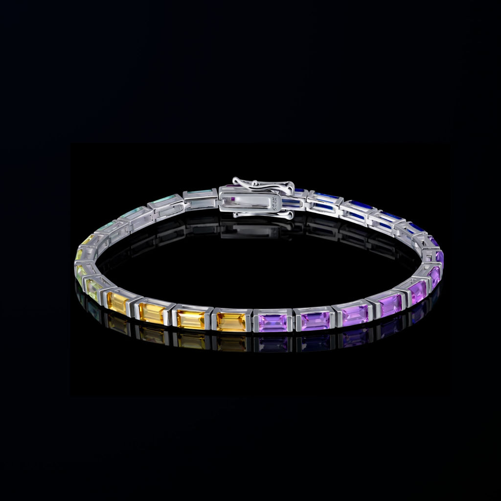 ÉCLATINE  Baguette-Cut Rainbow Tennis Bracelet