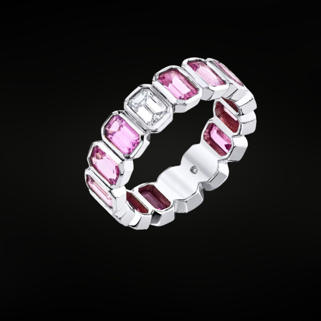 ÉCLATINE Micro Pavé Pink Ruby Eternity Band