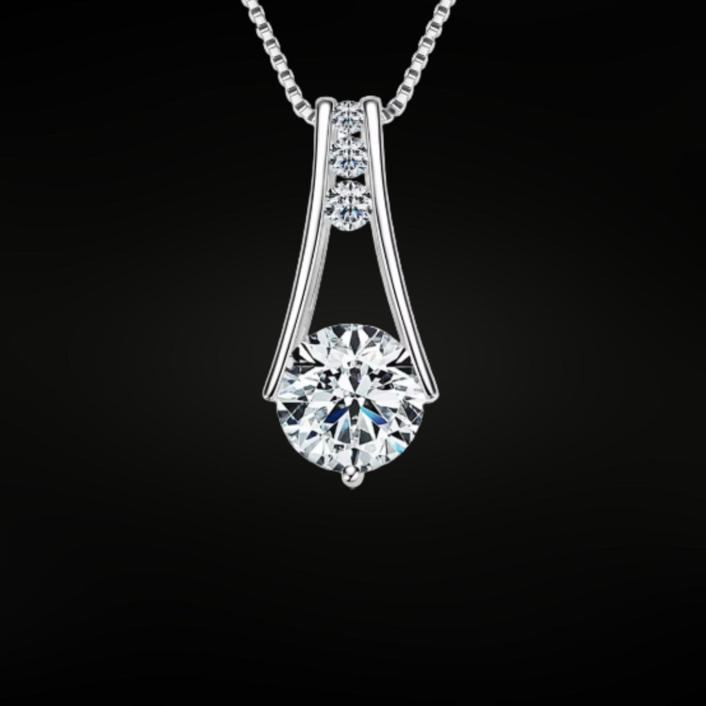 ÉCLATINE 8mm(2ct) Moissanite Trapeze Pendant Necklace – White Gold Plated