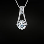 ÉCLATINE 8mm(2ct) Moissanite Trapeze Pendant Necklace – White Gold Plated