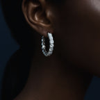 ÉCLATINE 4mm Moissanite Tennis Hoop Earrings – White Gold Plated