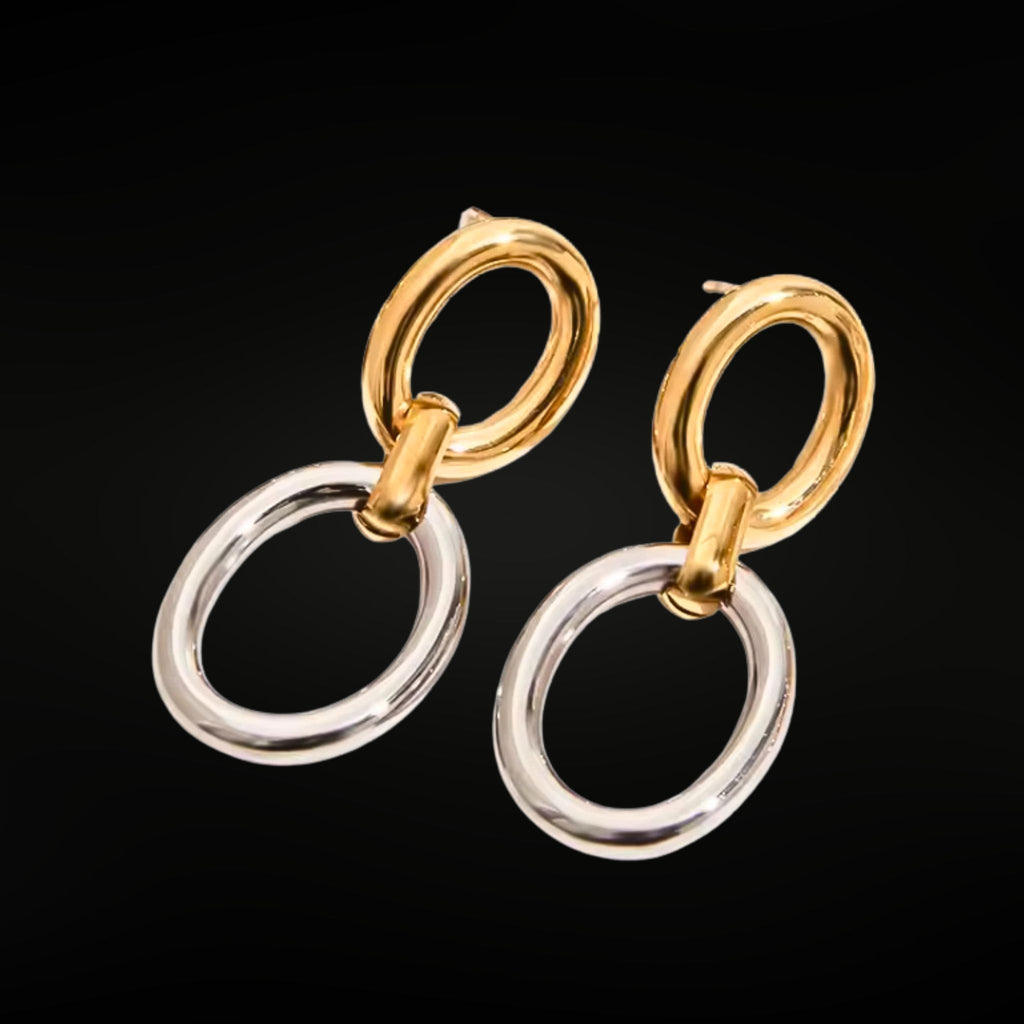 Two-Tone Oval Link Earrings