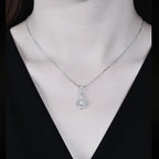 ÉCLATINE 8mm(2ct) Moissanite Trapeze Pendant Necklace – White Gold Plated