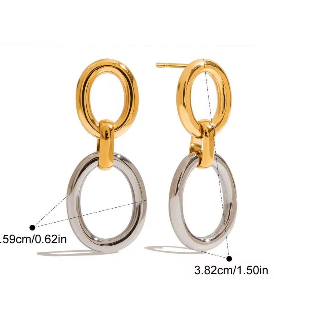 Two-Tone Oval Link Earrings