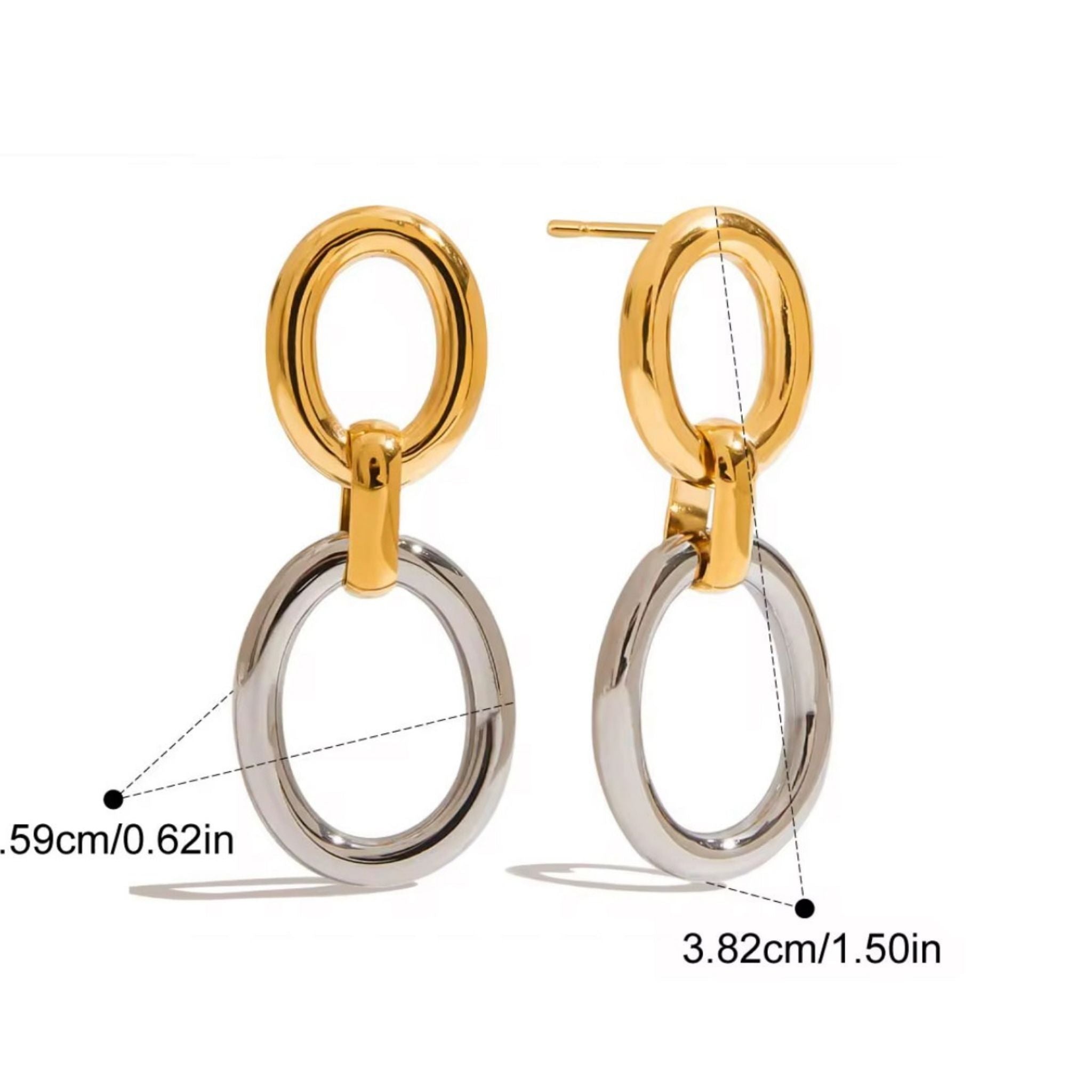 Two-Tone Oval Link Earrings