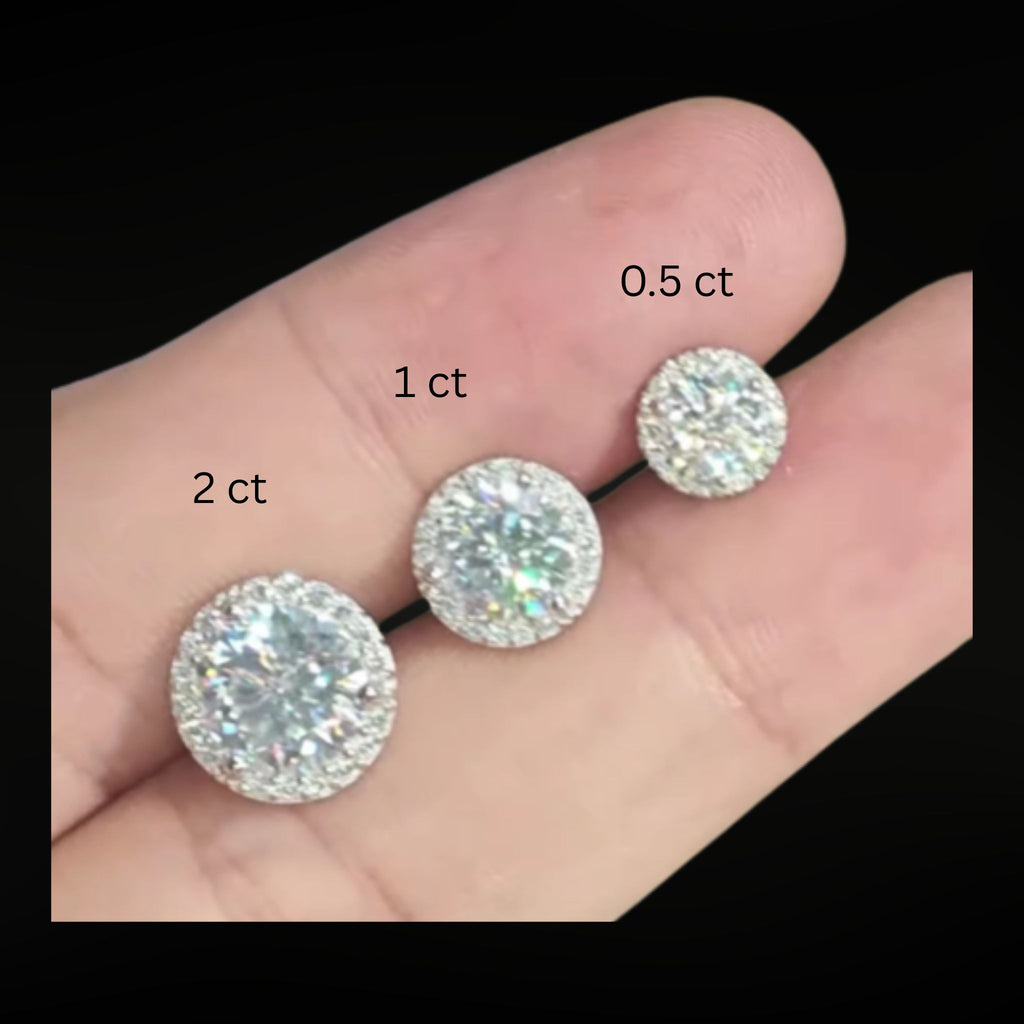 ÉCLATINE 2.0CT Halo Moissanite Stud Earrings