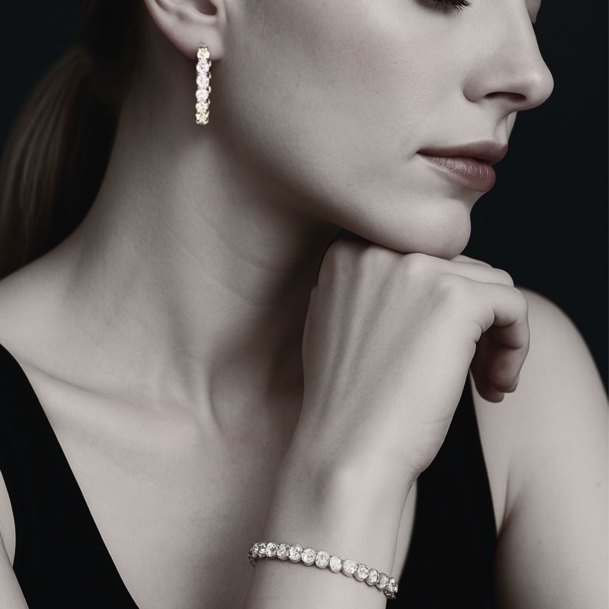 ÉCLATINE 4mm Moissanite Tennis Hoop Earrings – White Gold Plated