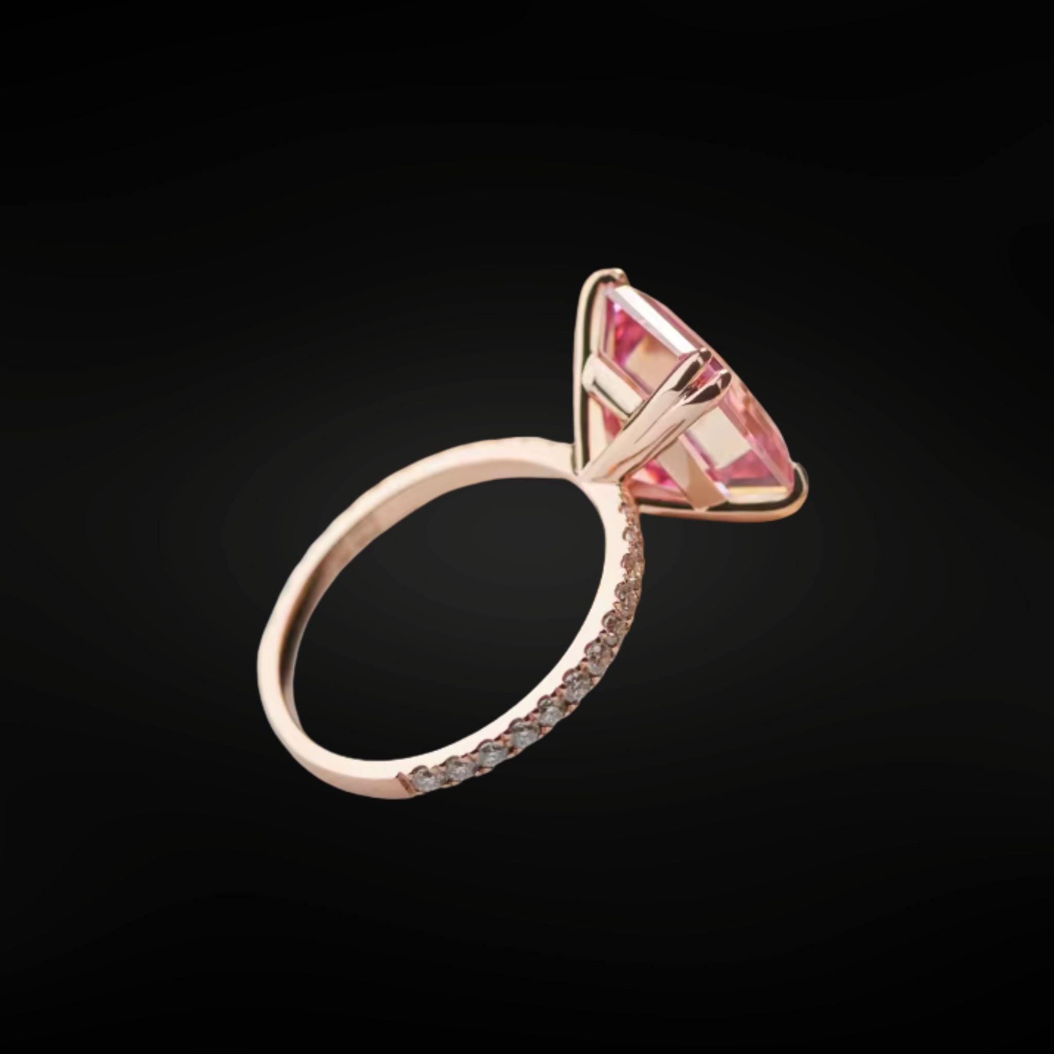 ÉCLATINE Color Moissanite | Pink Asscher-Cut Moissanite Ring — 5.0 ct (10x10mm)