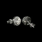 ÉCLATINE 14K Solid White Gold Classic Halo Earrings | 6mm