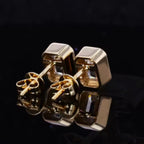 ÉCLATINE | 14K Solid Yellow Gold Classic Bezel Emerald Cut Stud Earrings (5×7mm)