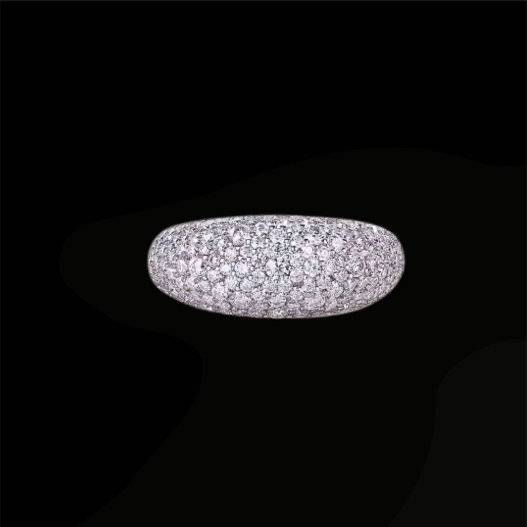 *Now Available in Gold -  ÉCLATINE Luxe Pavé Dome Moissanite Ring | Statement Sparkle