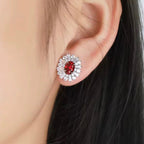 ÉCLATINE Royal Halo Earrings | Lab Sapphire Lab Ruby