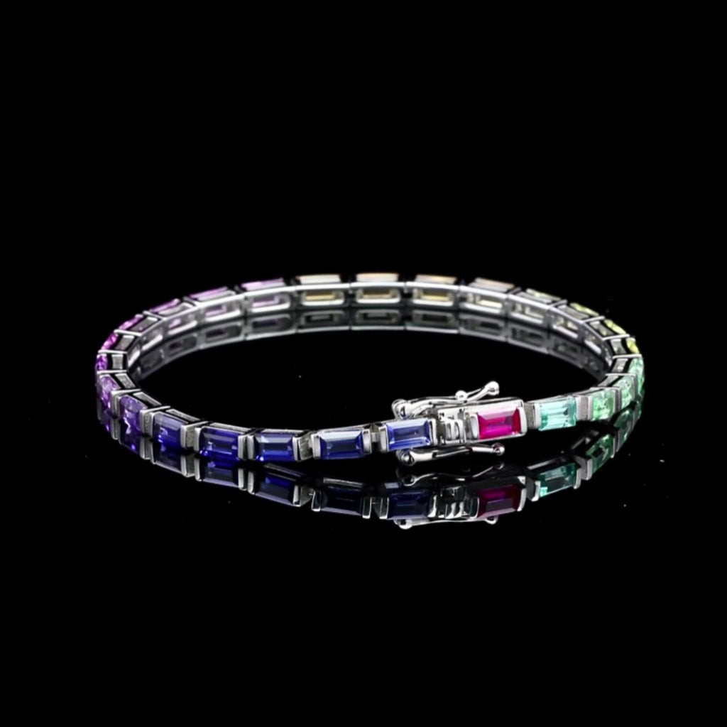ÉCLATINE  Baguette-Cut Rainbow Tennis Bracelet
