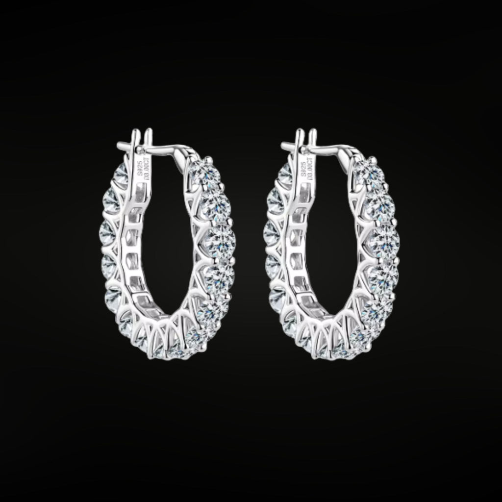 ÉCLATINE 4mm Moissanite Tennis Hoop Earrings – White Gold Plated