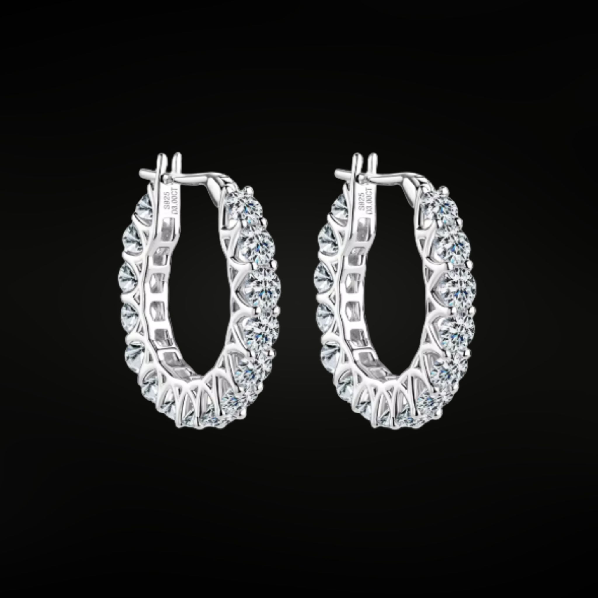 ÉCLATINE 4mm Moissanite Tennis Hoop Earrings – White Gold Plated