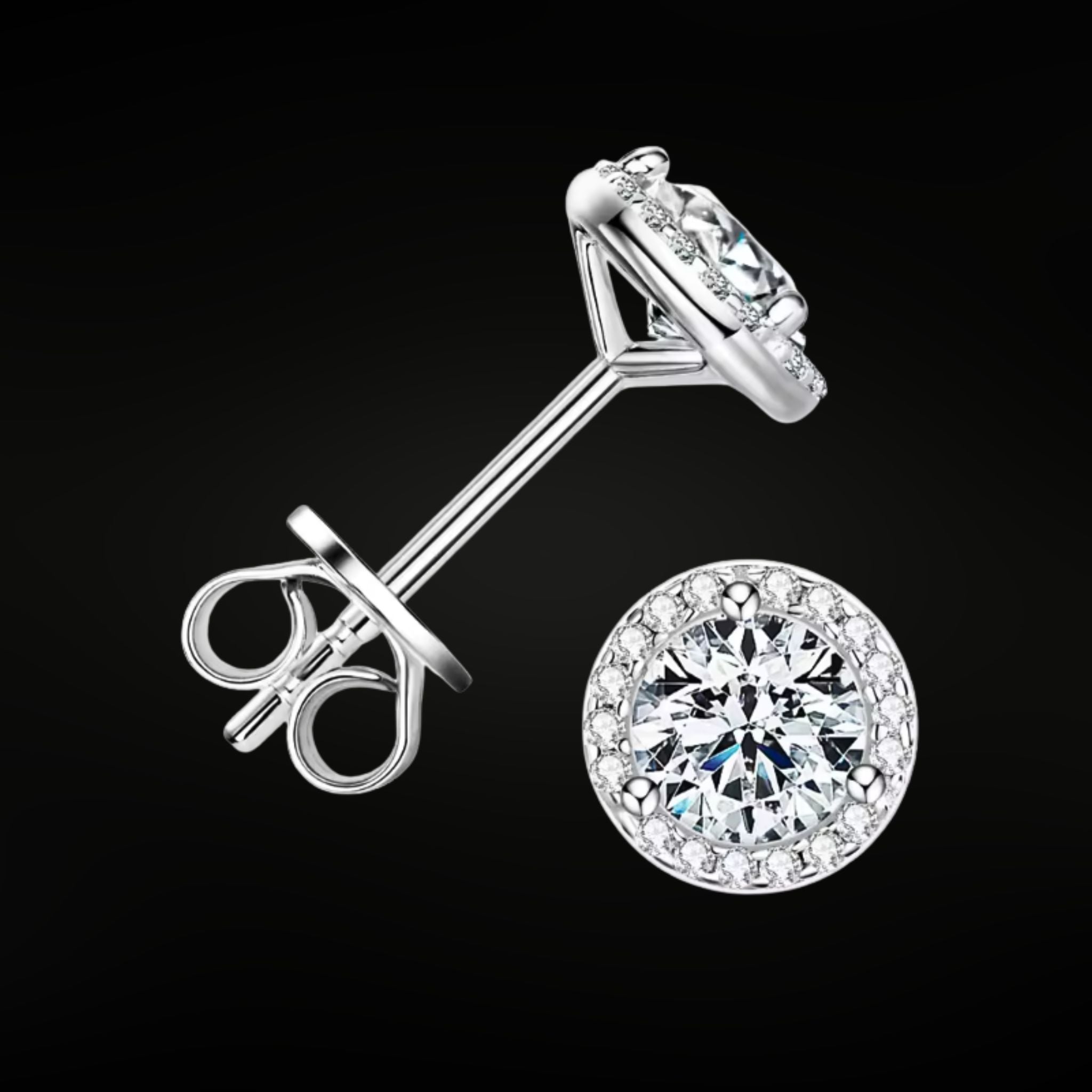 ÉCLATINE 1.0CT Halo Moissanite Stud Earrings