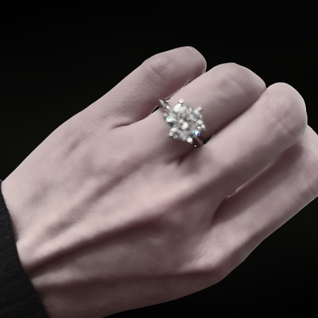 ÉCLATINE Duo II 3.0 ct Solitaire Engagement Ring + 2mm Full Moissanite Wedding Guard Ring